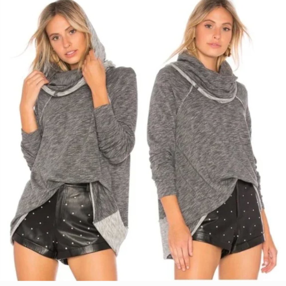 Free People Beach Cocoon Cowl Neck Pullover Sweater in Grey